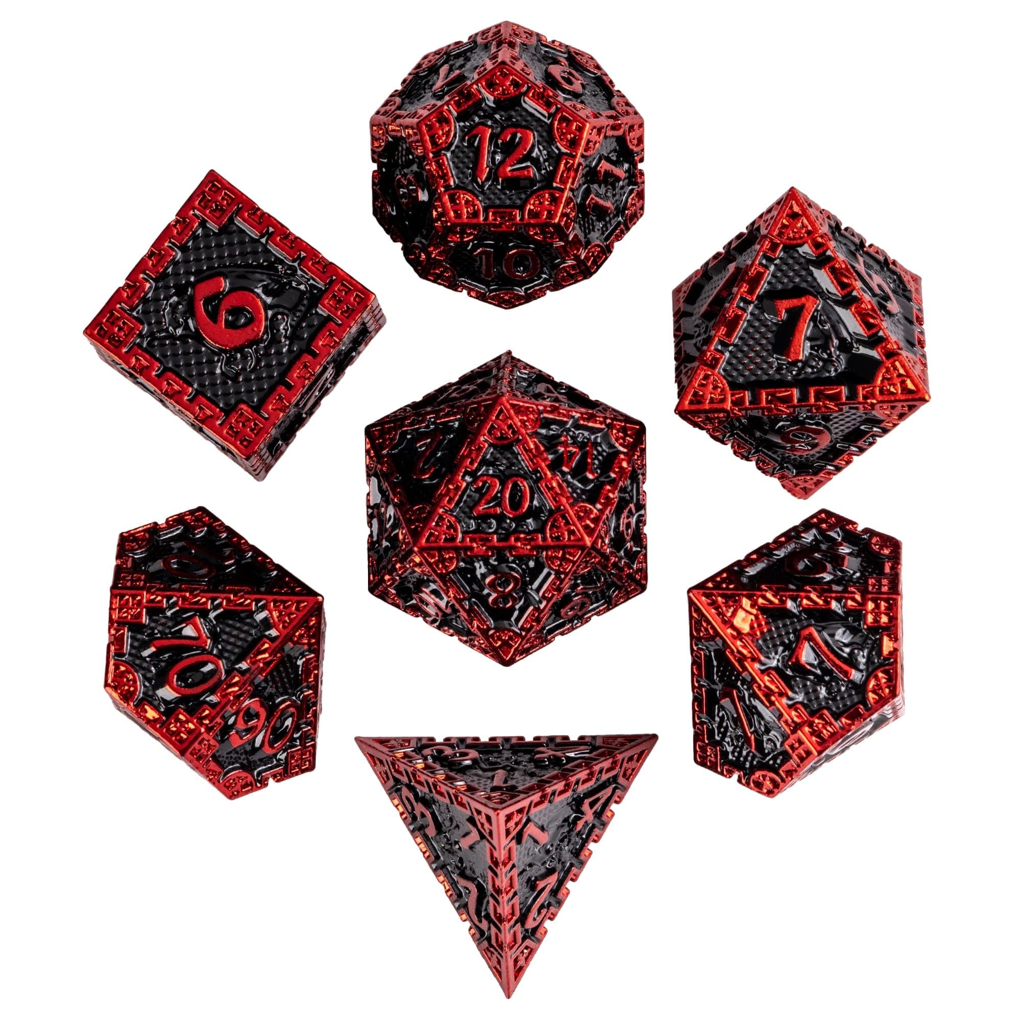 Cusdie Metal DND Dice Set, 7 Pcs Metal Dice, Dragon Scale Polyhedral D&D Dice Set, for Dungeons and Dragons Role Playing Game
