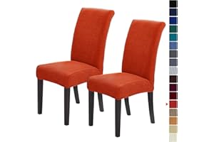 Howhic Stretch Chair Covers for Dining Room Set of 2, Removable Washable Dining Room Chair Covers, Dining Chair Slipcovers Seat Protector, Great for Home and Banquet Decor (Pureed Pumpkin, 2 Pack)