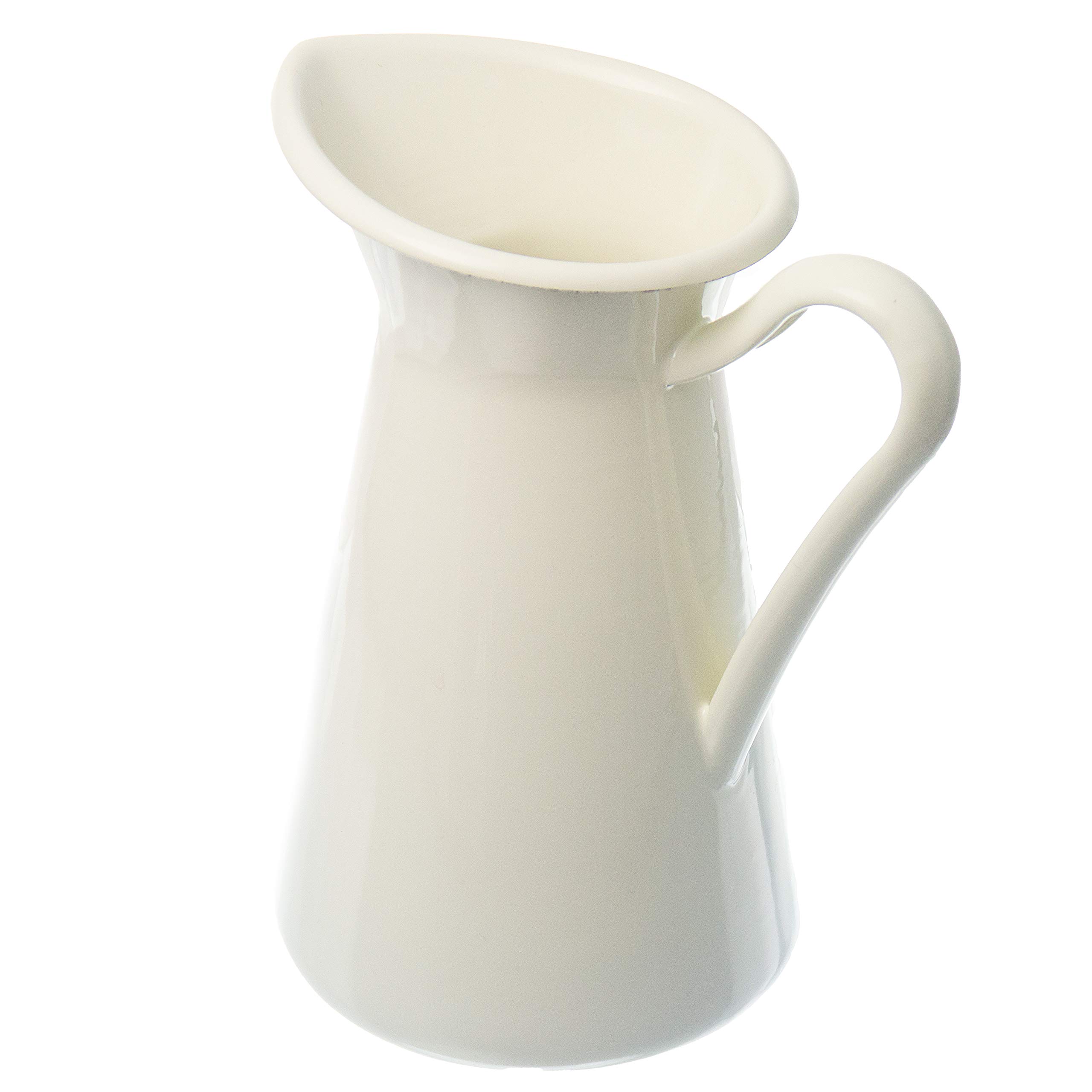 Ikea SOCKERART Large Enamelled Jug/Vase, White, 22 Centimetres, 1.4 Litres, Approved for Food Contact