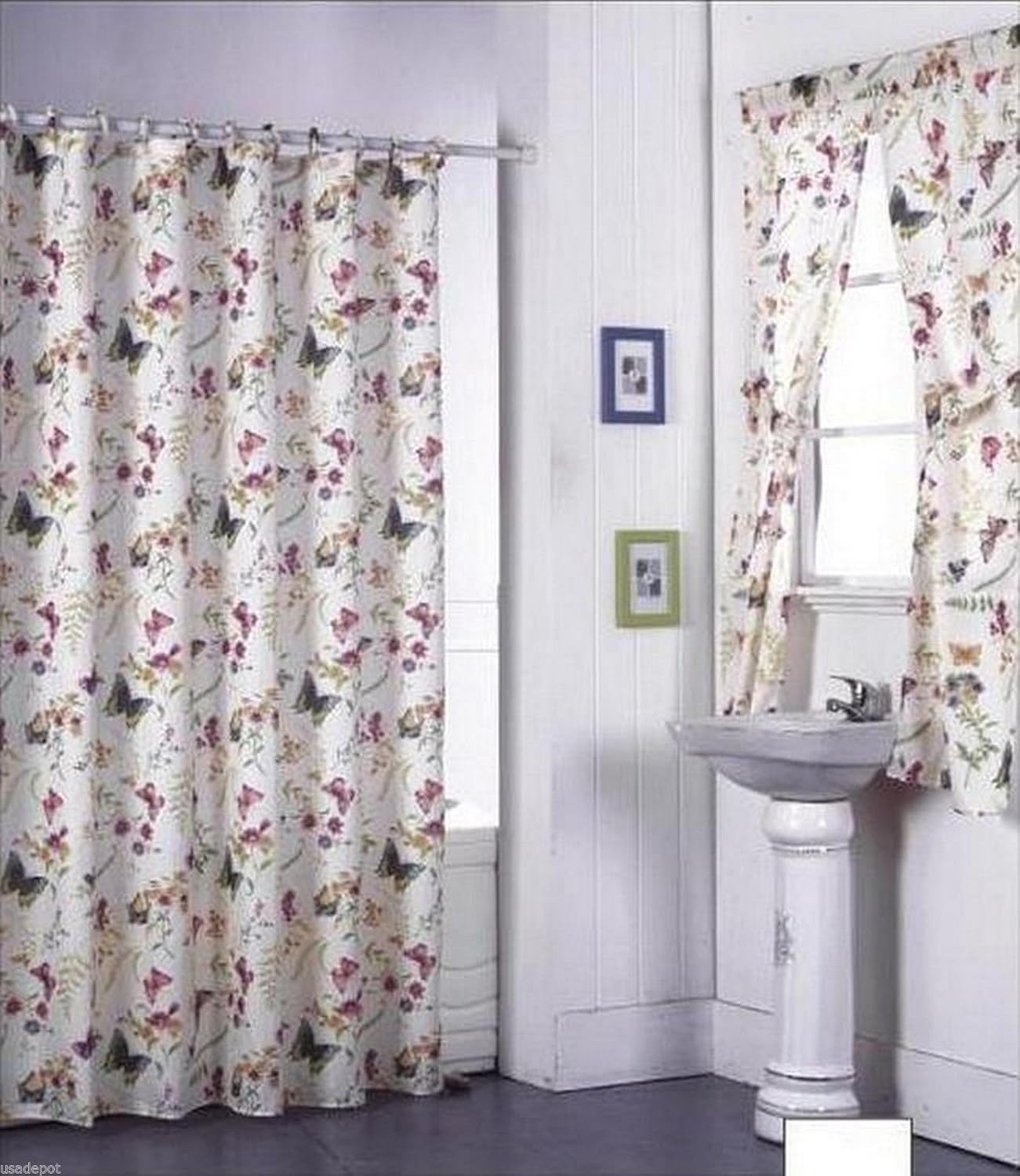 Amazon Com Butterfly Design Shower Curtain And Window Set W