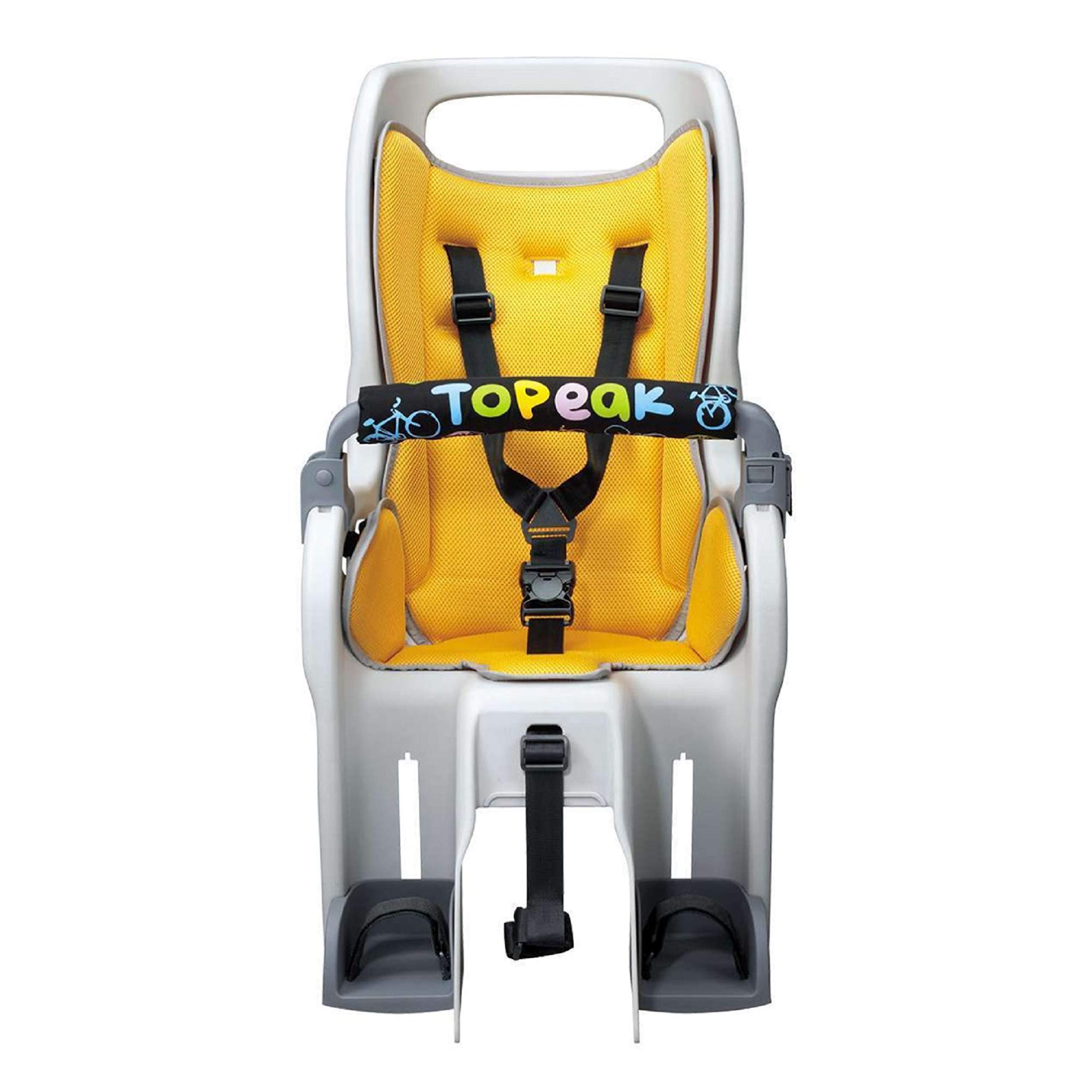 Topeak BabySeat II (Without Rack) – Bike Seat with Wrap-Around Protection, Dual Suspension System, Adjustable Harness & Footrests, Roll Bar Handle, CPSIA, Durable Polymer Frame
