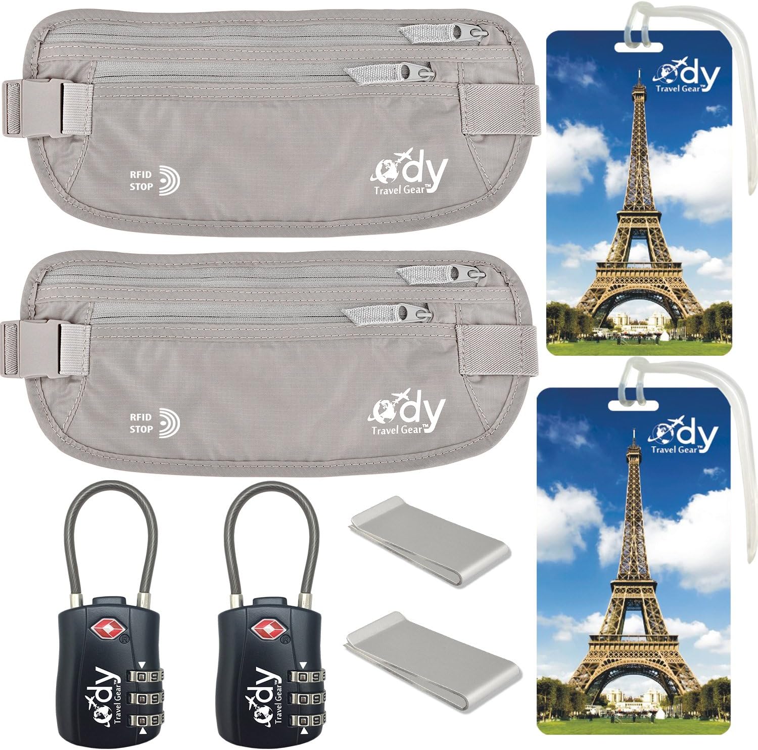 Ody Travel Gear - 2 Money Belts and 2 TSA Locks for Travel - Bundle