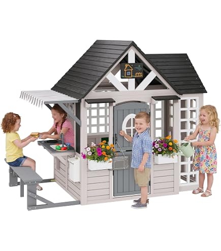 Feber Maison Candy House – Grande Maison De Jardin Enfants 3-8 Ans – 110x175x162 Cm