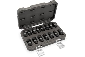 GEARWRENCH 15 Piece 3/8inch Drive 6 Point Universal Impact Socket Set, Metric - 84918N