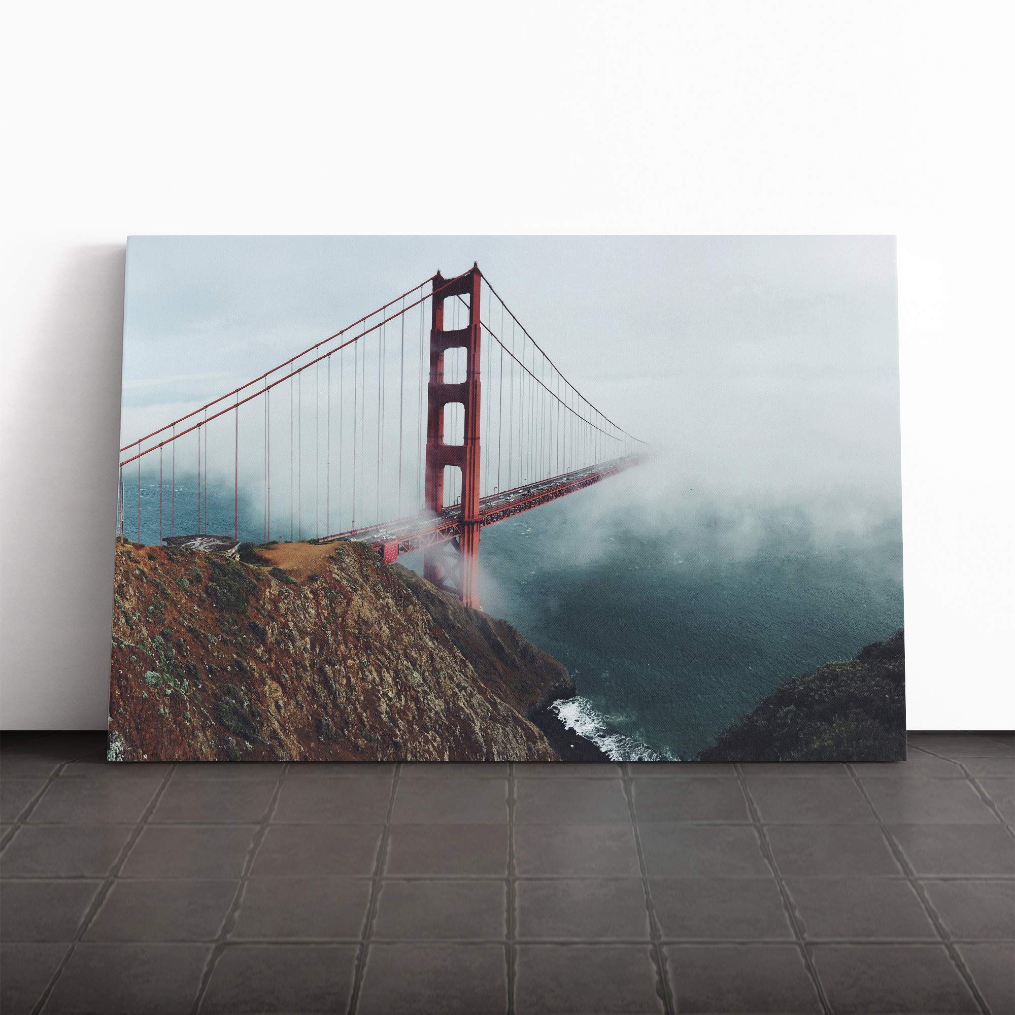 Golden Gate Bridge San Francisco Vol.2 Canvas Print | Gallery Wrapped 30mm Frame Wall Art | 20x14 inches | Ready to Hang | Modern Cityscape Picture | Living Room Bedroom Lounge Office