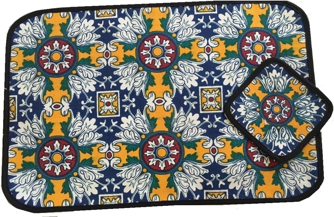 Southwestern/Rustic Placemat Blue Talavera Design (Set of Four)