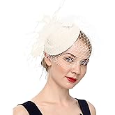 Fascinators Hats 20s 50s Hat Pillbox Hat Cocktail Tea Party Headwear with Veil for Girls and Women