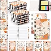 Sayglossy 20 Sets/40 Pcs Prayer Journal Christian Gifts Notebook Bulk for Woman Christian Boho Spiral Notebooks with Sticky Note Bamboo Bible Verse Pen Inspirational Religious Notepads for Church