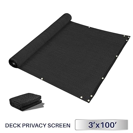3 x 100, Solid Black: Windscreen4less Deck Privacy Screen for Backyard, Patio, Balcony, Pool, Porch, Railiing, Gardening, Fence Shield Rails Protection B