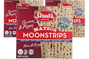 Streit's Moonstrips "Onion & Poppy" Matzo - Thin & Crispy, Non-GMO, Low Sodium, Low Fat, Vegan, Family Owned, Kosher Certified (11oz, Pack of 3)