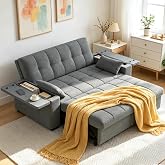 Gizoon 63.6" Convertible Sofa Bed, 3-in-1 Loveseat Sleeper, Small Couch | Loveseat Sleeper Sofa for Small Spaces Apartment Living Room, Storage Armrests &amp; 5 Adjustable Backrest, Dark Grey