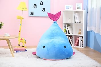 Sitzsack für Kinder, mit Füllung, Walmotiv, Blau