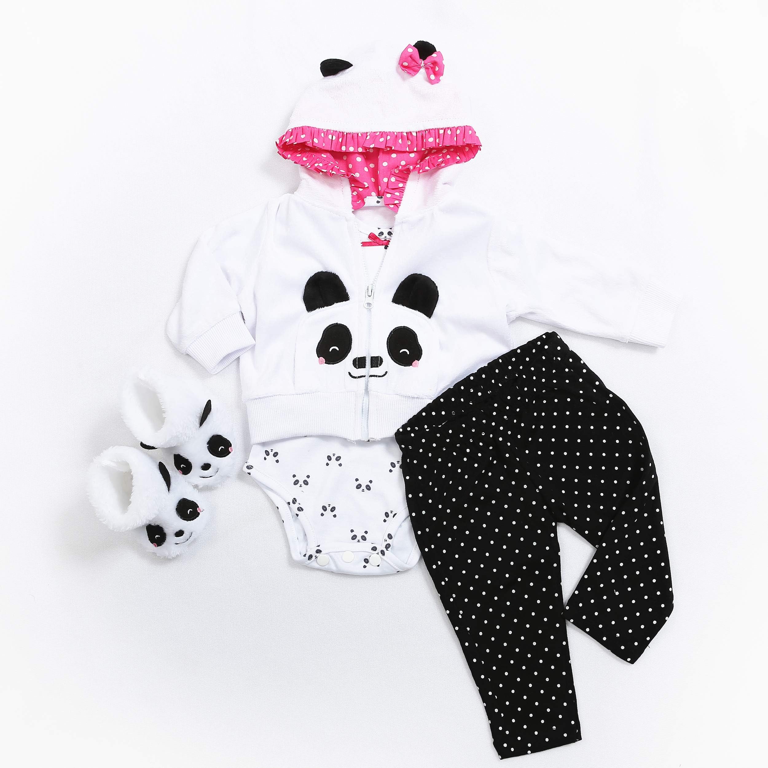 TATU Reborn Baby Girl Clothing 19Inches 48cm Newborn Doll Girl Clothes Cotton 4 Pieces Set