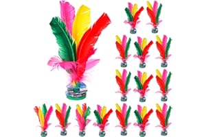 Pumtus 16 Pack Kick Shuttlecock, 7 Inch Chinese Jianzi, Colorful Feather Foot Sports Toys for Improving Leg Muscle Strength and Body Flexibility, Outdoor Garden Games for Kids, Adult