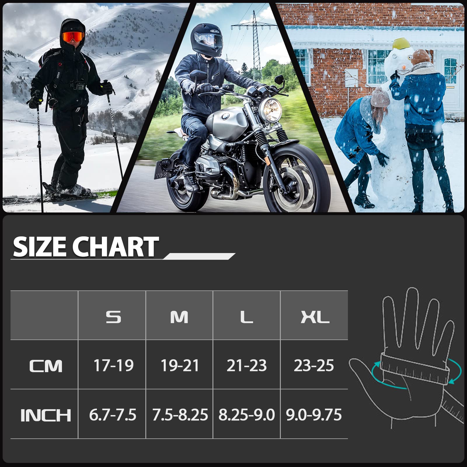 Cevapro Thermal Winter Gloves, Anti-Slip Touch Screen Warm Gloves for Running Cycling Driving Skiing