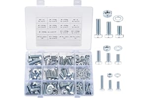 QIWUHAI 128 Pcs Hex Bolts and Hex Nuts and Washers Assortment Kit, Heavy Duty Metric M6 M8 M10 Hex Bolts and Nuts Set(128 Blue and White)