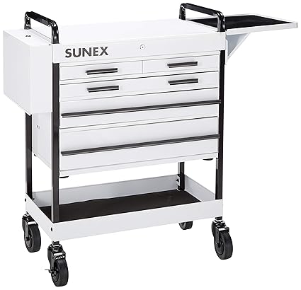 Sunex 8045wh Heavy Duty 5 Drawer Service Cart White Amazon Co Uk