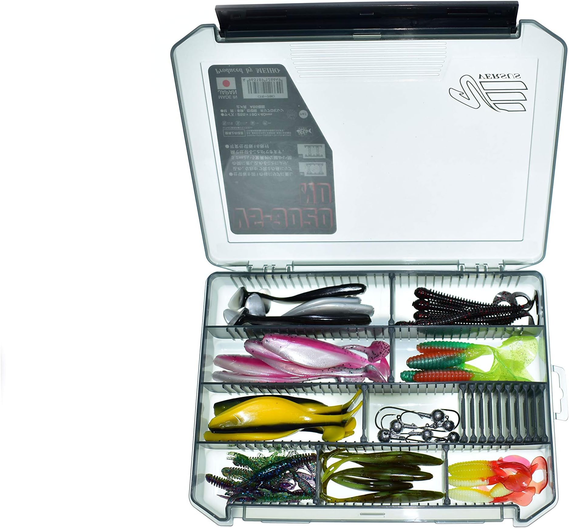 Big Bite Baits Ready to Fish Premium Pack with Meiho 3020NDB Lure Box and Vanfook JigHeads for Predatory Fish, Pike, Zander, Bass, Perch Pack