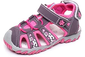 Apakowa Kids Girls Soft Sole Closed Toe Sandals Summer Shoes with Arch Support (Toddler/Little Kid)