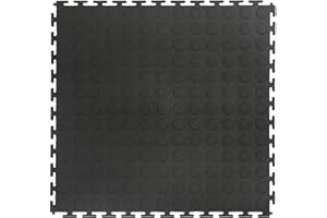 VersaTex Garage Floor 18 x 18 inch Square Rubber Raised Coin Interlocking Floor Tiles for Home Gym, Garage Flooring, Trade Sh