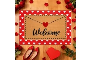 Prewplam 2 Pcs Valentines Welcome Doormat-Heart Welcome Envelope Valentines Day Door Mat, Cute Love Decoration Rubber Non Sli