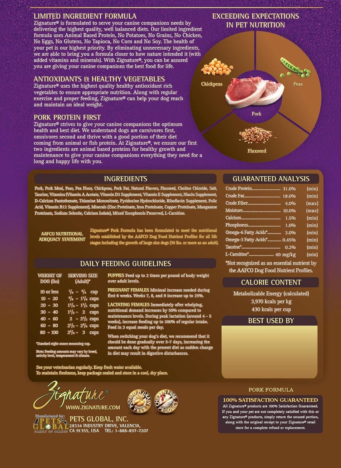 zignature dog food pork