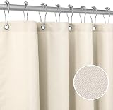 Shower Curtain Linen Fabric 182x182cm Beige with Metal Hooks view 8