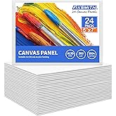 FIXSMITH Painting Canvas Panel Boards - 5x7 Inch Art Canvas,24 Pack Mini Canvases,Primed Canvas Panels,100% Cotton,Acid Free,