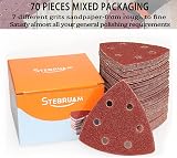 STE BRUAM Delta Triangle Sanding Sheets 70 Pcs 93mm 6 Holes 7 Grits 60-400 view 8