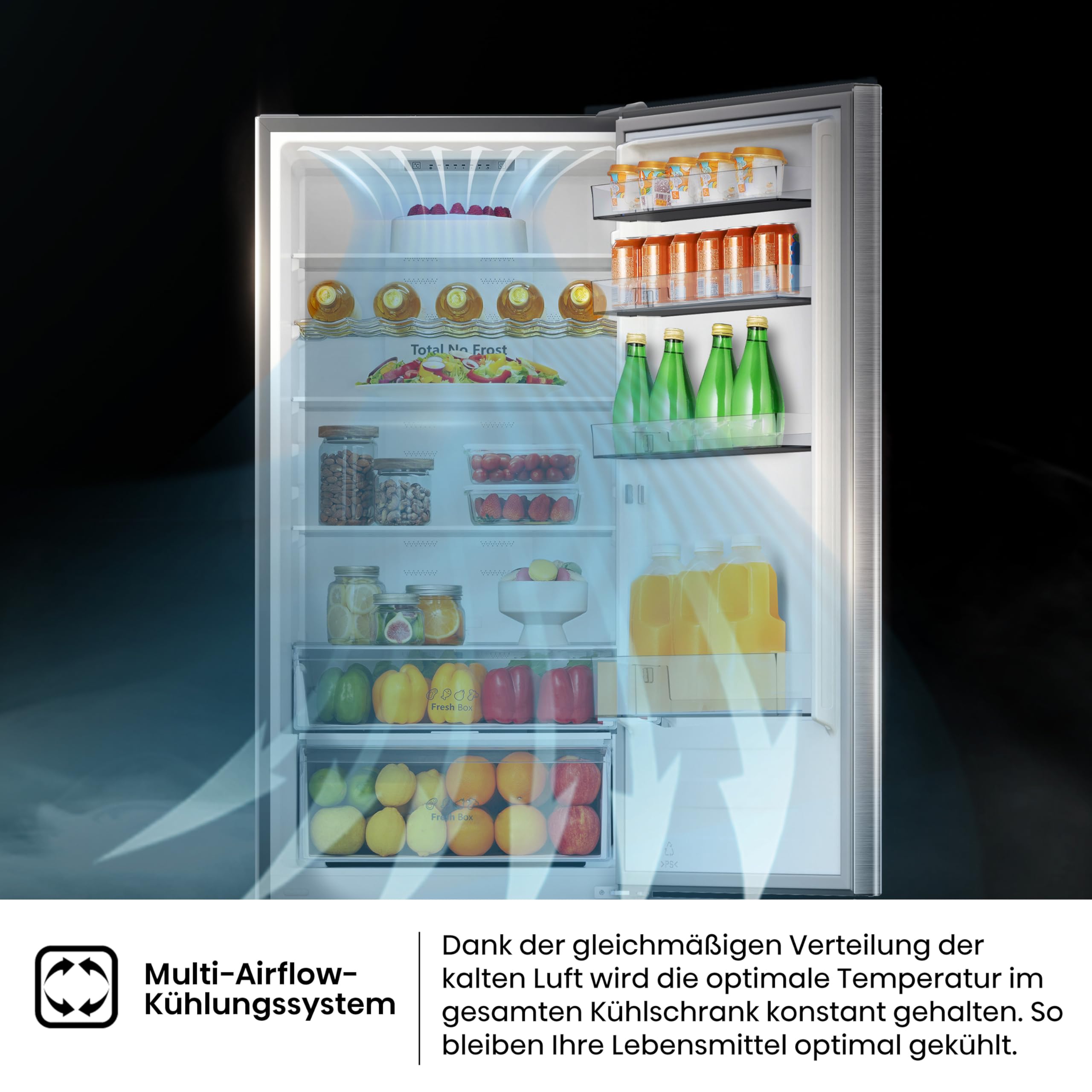 Hisense RB440N4ACA Kühl-Gefrier-Kombination/Höhe 201 cm/Kühlen 178 L/Gefrieren 98 L/LED Beleuchtung, Edelstahl 4