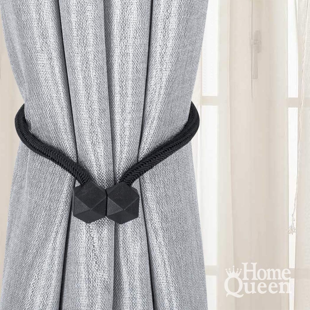 Home Queen Magnetic Curtain Tiebacks, Decorative Drape Tie Backs Holdback Holder for Window Draperies, 4 Pack, Solid Black: Home & Kitchen