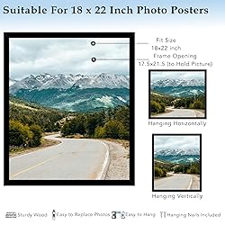 QOTIB Wood 18x22 Picture Frame Black for Wall