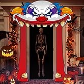 Tiamon Halloween Clown Door Banners Creepy Carnival Decorations Scary Evil Clown Theme Vampire Hanging Banner for Spooky Circus Halloween Photo Booth Props Decor Supplies