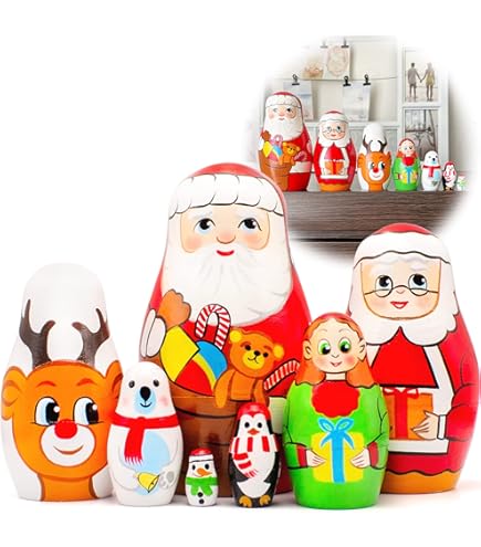 Matrioskas Rusas Muñecas Matrioska Navideñas De Madera Muñeco De Nieve Y  Santa Claus Piezas Juguete Educativo Our Dollar Your Problem