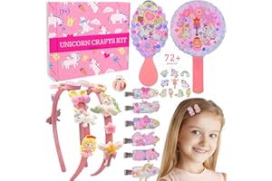 Lanwexy Headband Making Kit for Kids Birthday Presents Toys for Age 4-12 Unicorn Hair Accessories Kit Gifts for 4 5 6 7 Year Old Girls DIY Craft Kits with Mirror, Clips, Comb Kids Travel Activity Sets