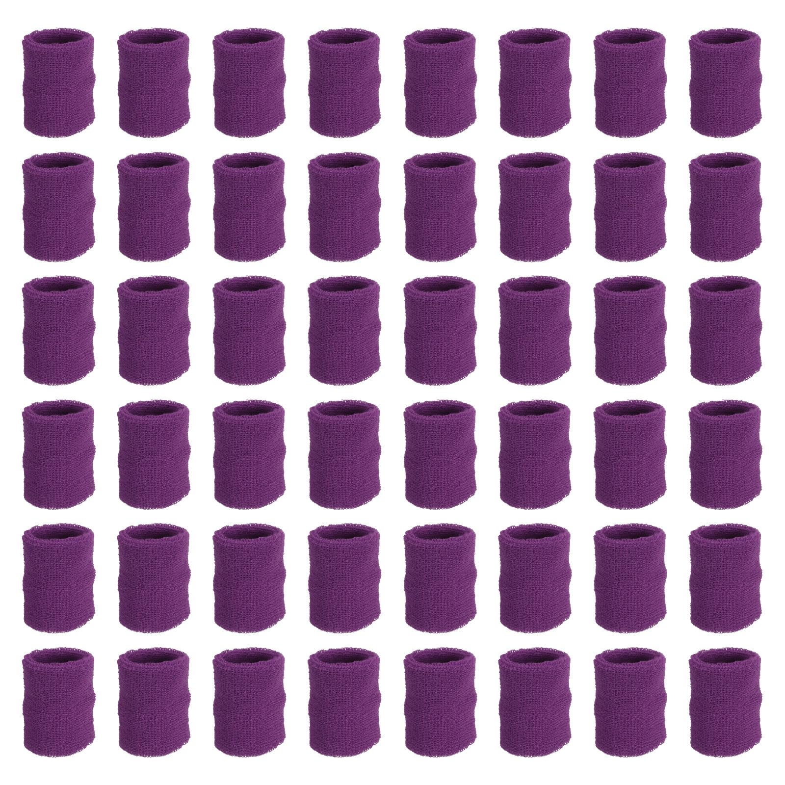 PATIKIL Sports Wristbands, 48 Pack Athletic Cotton Terry Cloth Absorbent Wrist Sweatband for Tennis Basketball Working Out Running, Dark Purple