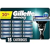 Gillette Mach3 Razor Blades for Men, 3-Blade Razor Refills, 15 Count