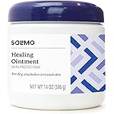 Amazon Brand - Solimo Healing Ointment Skin Protectant for Dry and Cracked Skin, Fragrance Free, 14 Ounce