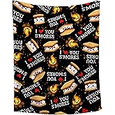 Cute S'Mores Throw Blanket,Marshmallow Cookie Blankets Gift Soft Cozy Plush Bedding Blanket,Fuzzy Flannel Fleece Blanket for Kids Adults Couch Sofa Camping,40"x50"-Throw Size for Kids