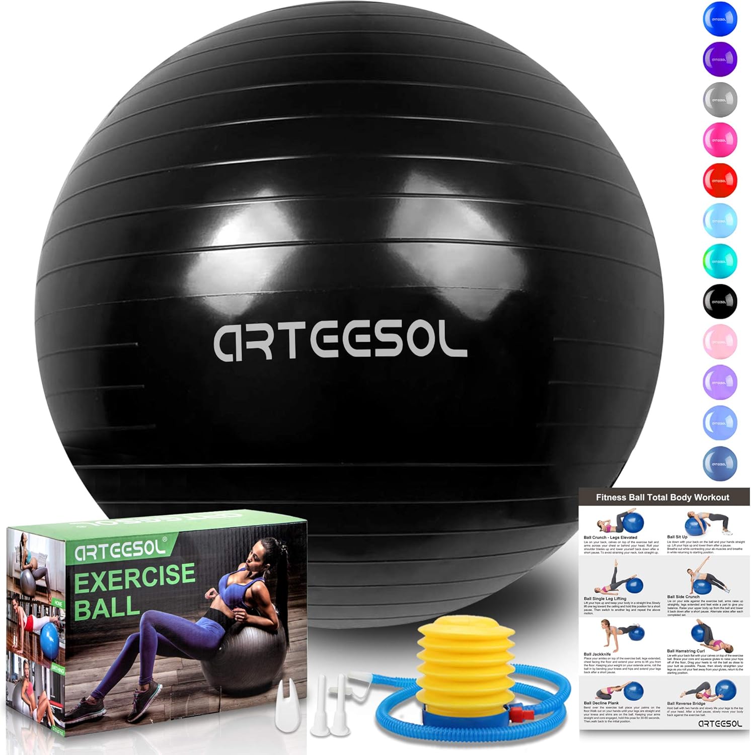 Palla Yoga Anti-Scoppio - PVC Rinforzato - Supporta 150kg - Con Pompa - 45/55/65/75cm - Foto 5