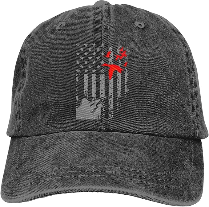 American Flag Duck Hunting Hats for Men Women Vintage Baseball Cap Beach Dad Sun Hat Black