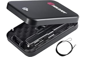 HOLOJOY Pistol Safe,Handgun Lock Box,Lockbox for Guns and Valuables,Portable Security Case Travel Gun Safe for Cars,Home (Key lock L)