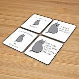 The Victorian Printing Co - Set of 4 Coasters Original Grumpy cat Statement Illustration - Coaster Set