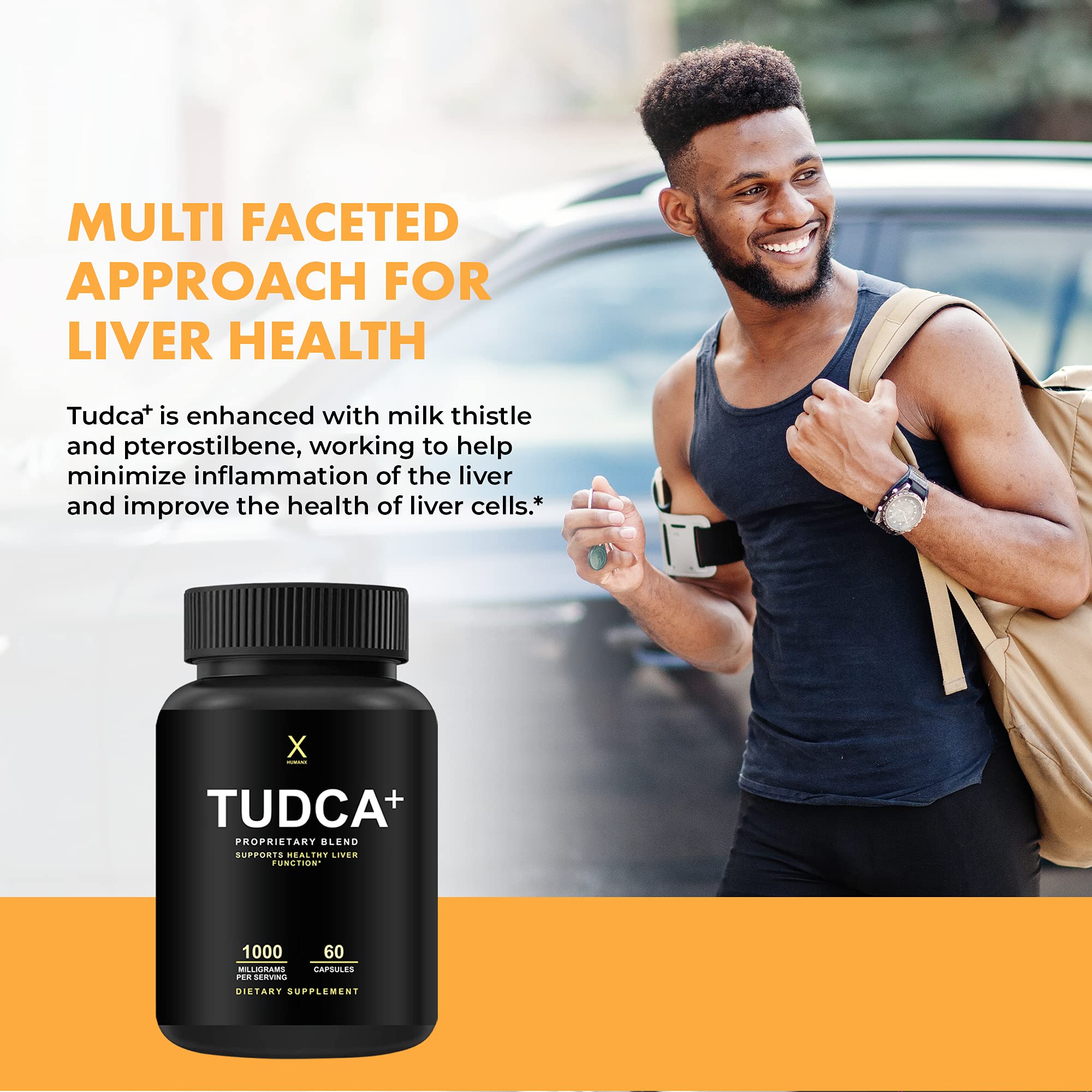 HUMANX TUDCA+ 1000mg Bile Salts Liver Support Supplement, Liver and Gallbladder Cleanse Supplement - Vegan, Non GMO - USA Made Easy to Swallow Capsules - Tauroursodeoxycholic Acid Supplements