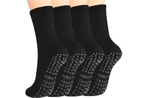 MIHAIR Pilates Yoga Socks with Grips for Women - Crew Length Ballet Barre Socks - Sticky Workout Hospital Socks