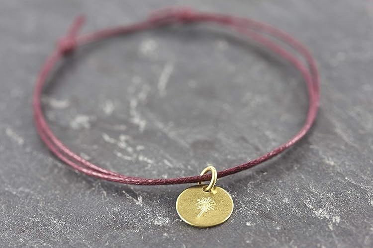 Pusteblume Armband Löwenzahn bordeaux rot vegan Freundschaftsarmband…