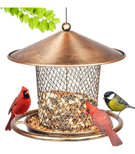 More Birds Vogelfutterstation Aus Metall (bronze) – 4 Futteröffnungen, 1,6 Kg Fassungsvermögen, Mit Einhand-Öffnung