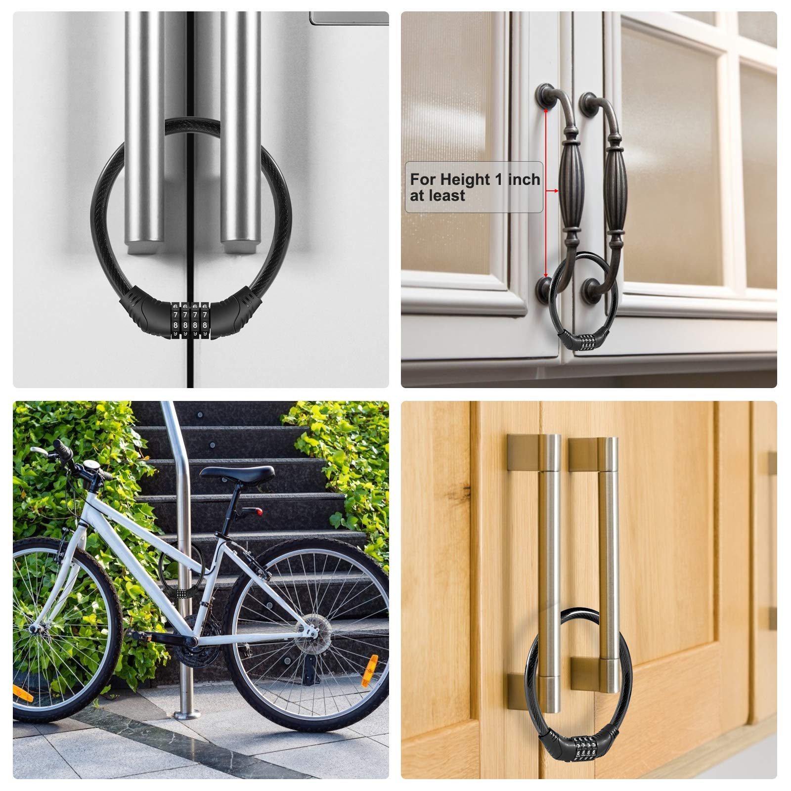 Refrigerator Lock, Upgraded 4 Digit Fridge Lock for French-door Refrigerators, Cabinet Locks, Easy to Set and Use