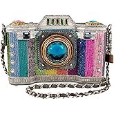 Mary Frances Life in Color Beaded Handbag – Camera-Themed Crossbody with Magnetic Closure for Travel, Weddings, Parties – Multicolor
