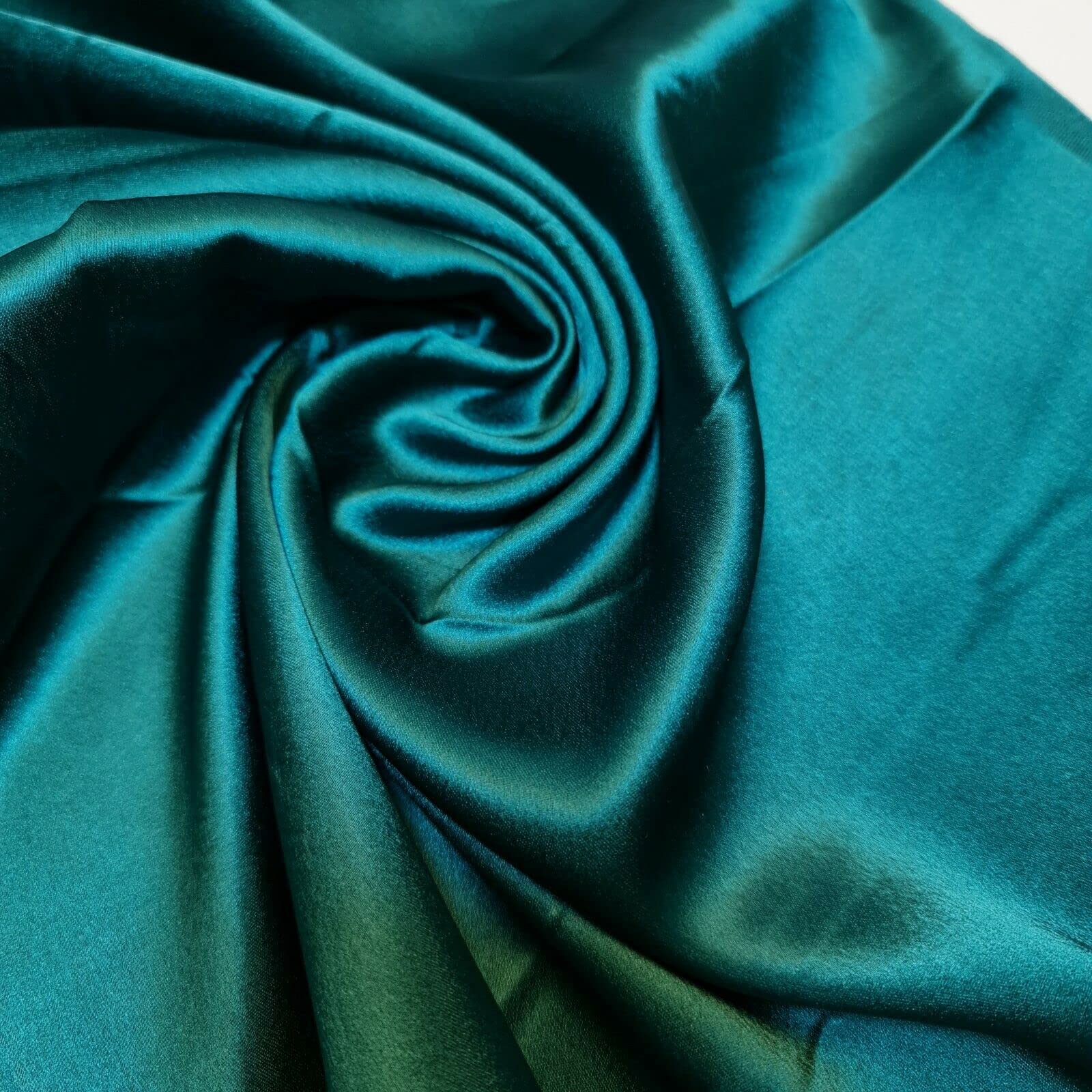 Glossy Charmeuse Silk Satin Bridal Dress Polyester Lining Craft Fabric 44" Meter (5 Meter, Bottle Green)